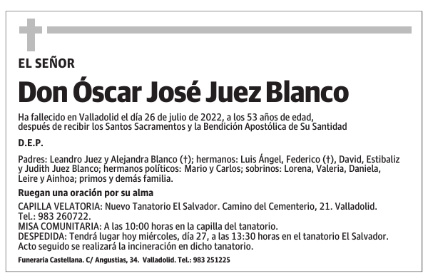 Don Óscar José Juez Blanco