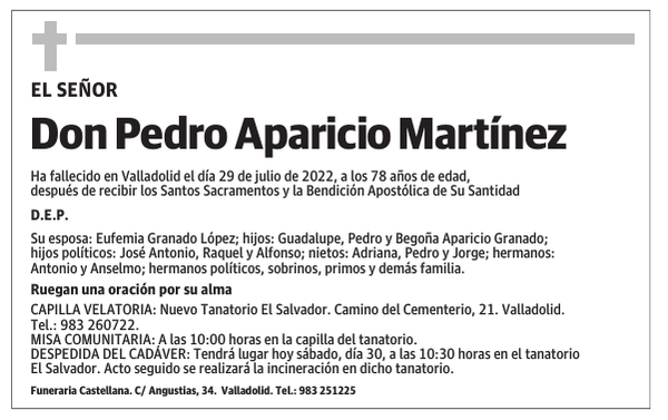 Don Pedro Aparicio Martínez