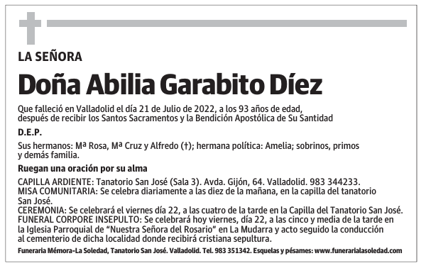 Doña Abilia Garabito Díez