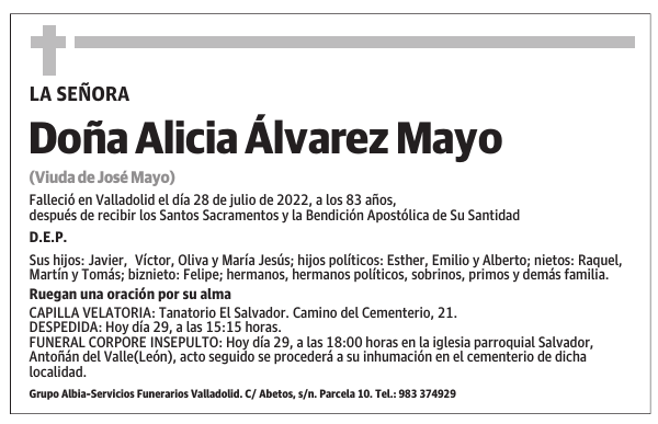 Doña Alicia Álvarez Mayo