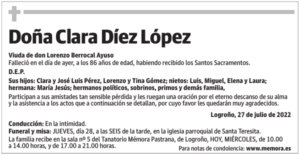 Doña  Clara  Díez  López