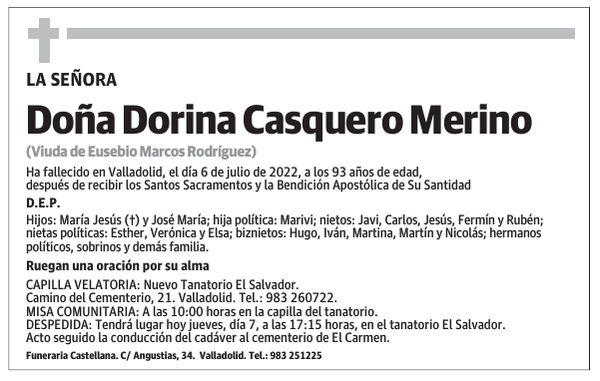 Doña Dorina Casquero Merino