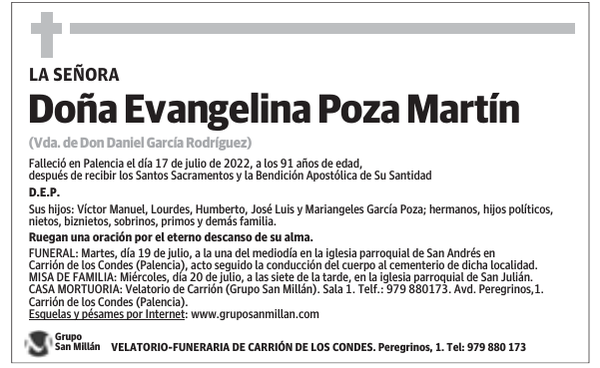 Doña Evangelina Poza Martín