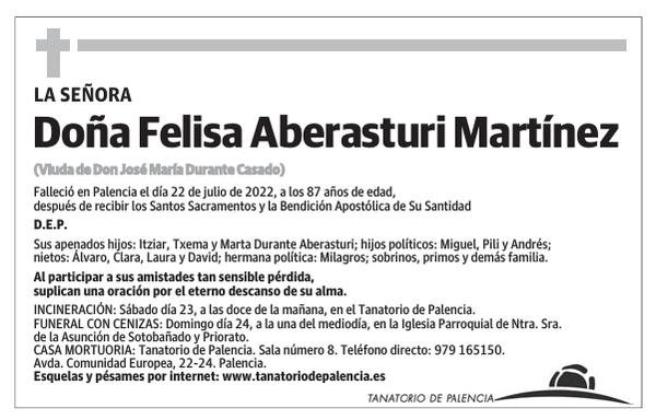 Doña Felisa Aberasturi Martínez