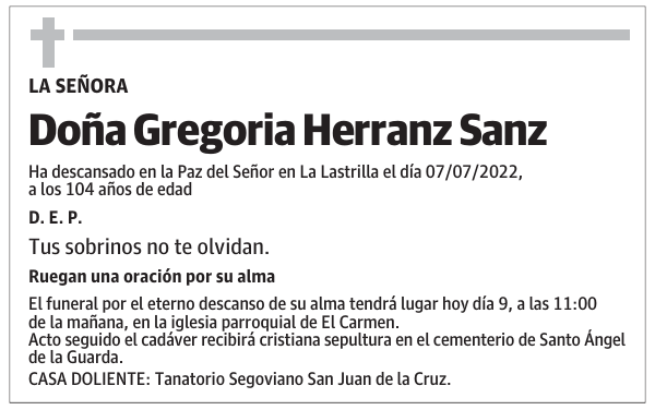 Doña Gregoria Herranz Sanz