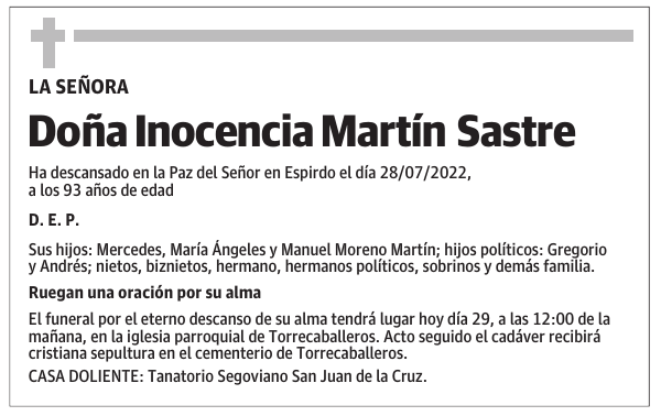 Doña Inocencia Martín Sastre