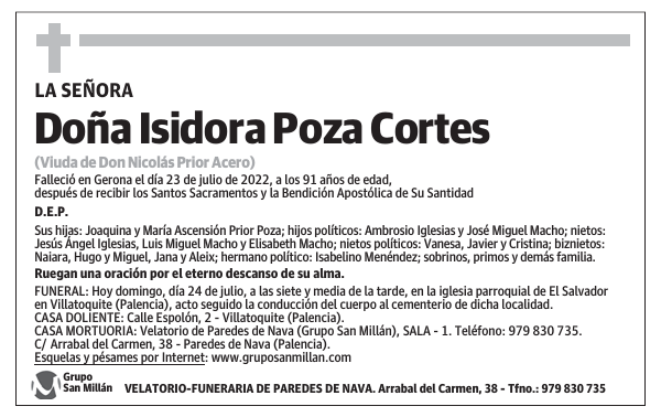 Doña Isidora Poza Cortes