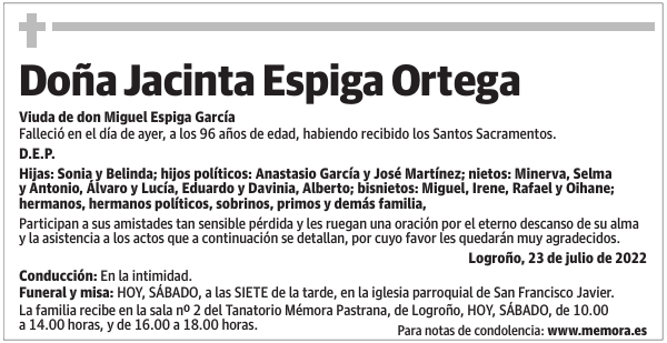 Doña  Jacinta  Espiga  Ortega