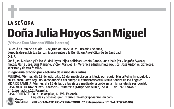 Doña Julia Hoyos San Miguel