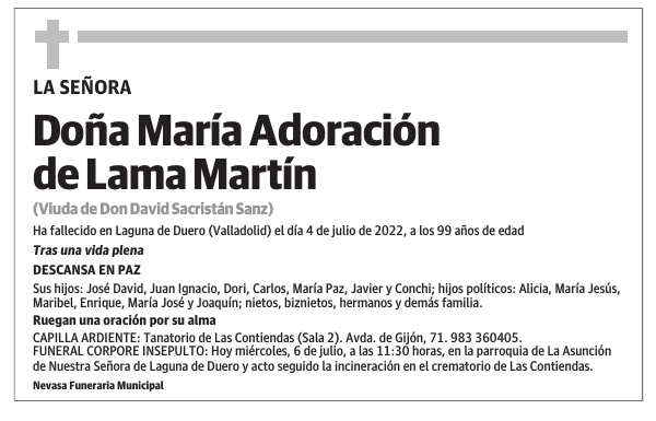 Doña María Adoración de Lama Martín
