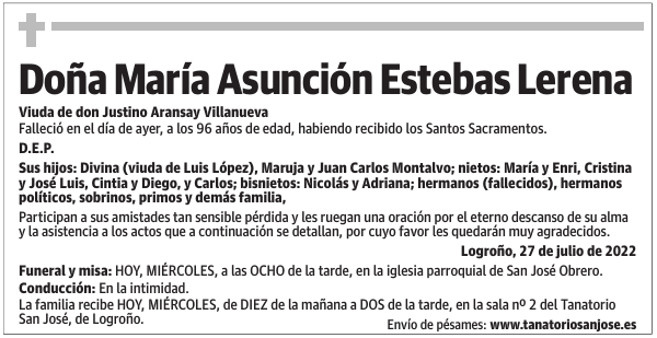 Doña  María  Asunción  Estebas  Lerena