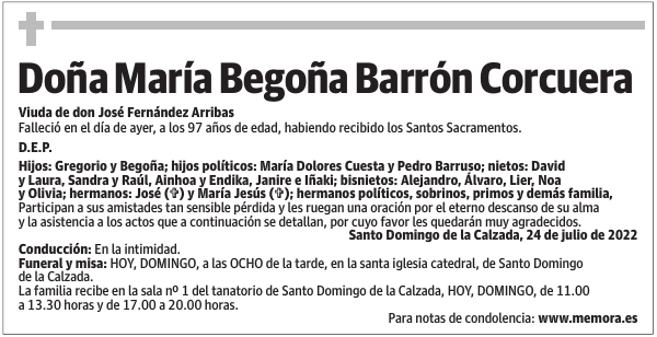 Doña  María  Begoña  Barrón  Corcuera