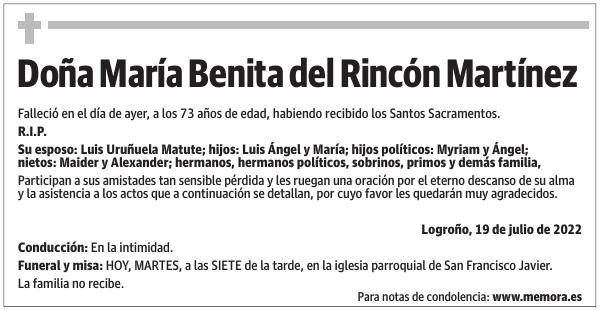 Doña  María  Benita  del  Rincón  Martínez