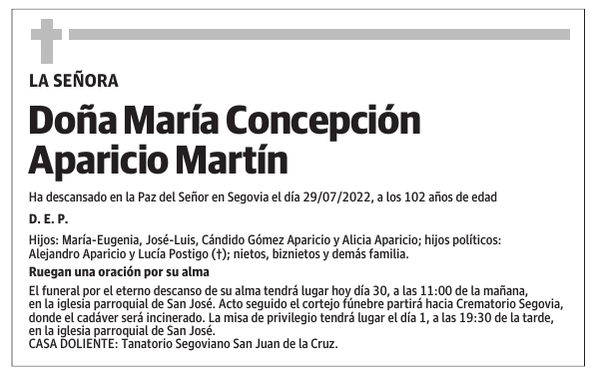 Doña María Concepción Aparicio Martín