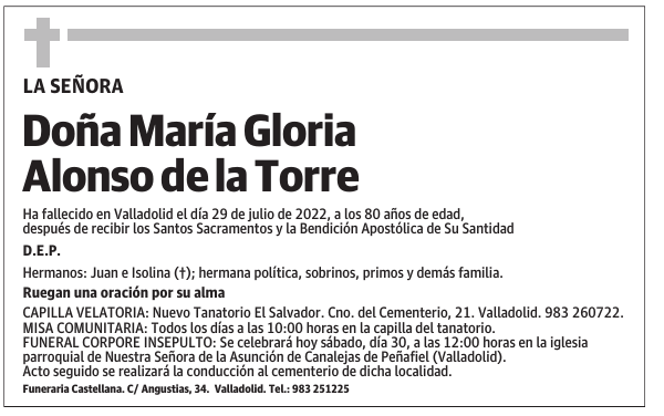 Doña María Gloria Alonso de la Torre