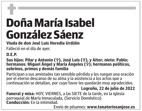 Doña  María  Isabel  González  Sáenz