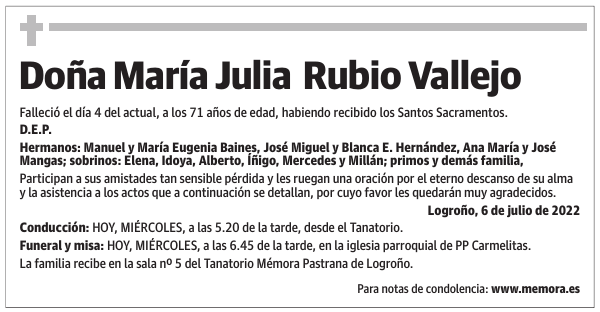 Doña  María  Julia  Rubio  Vallejo