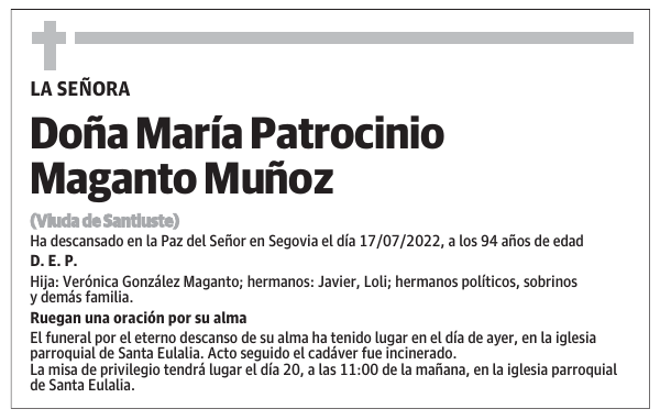 Doña María Patrocinio Maganto Muñoz