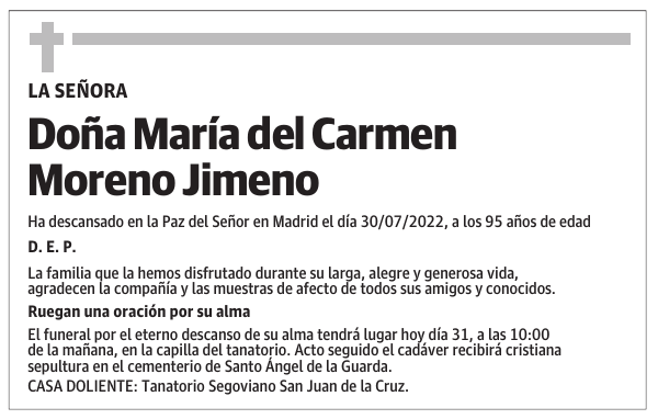 Doña María del Carmen Moreno Jimeno