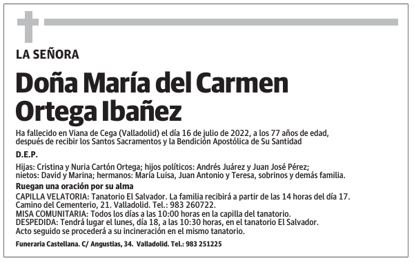 Doña María del Carmen Ortega Ibañez