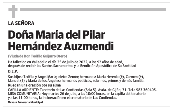 Doña María del Pilar Hernández Auzmendi