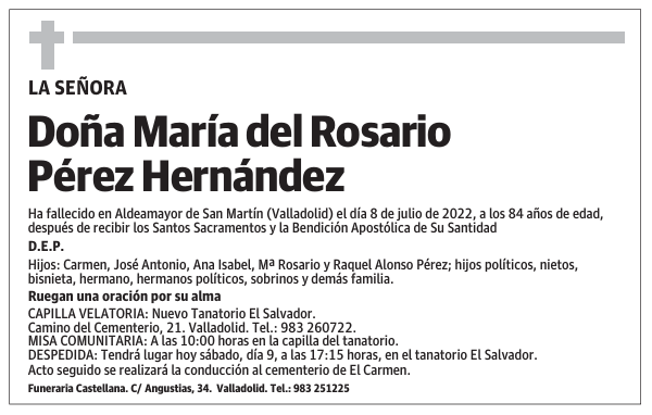 Doña María del Rosario Pérez Hernández