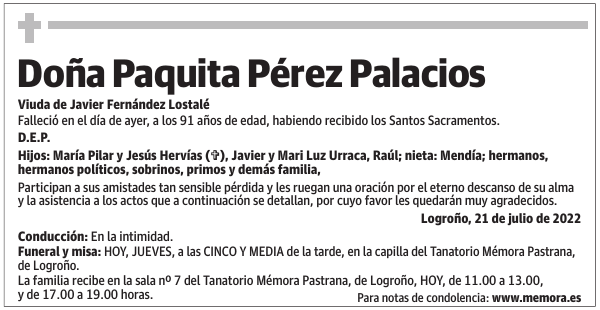 Doña  Paquita  Pérez  Palacios