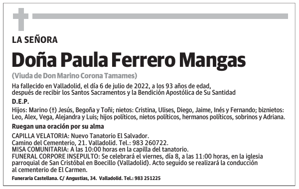 Doña Paula Ferrero Mangas