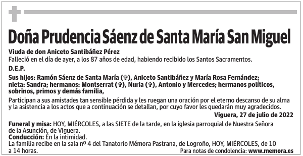 Doña  Prudencia  Sáenz  de  Santa  María  San  Miguel