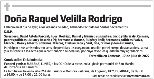Doña  Raquel  Velilla  Rodrigo