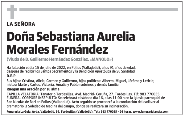 Doña Sebastiana Aurelia Morales Fernández