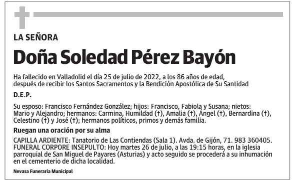 Doña Soledad Pérez Bayón