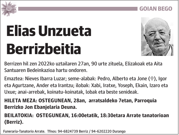 Elias Unzueta Berrizbeitia Berrizen