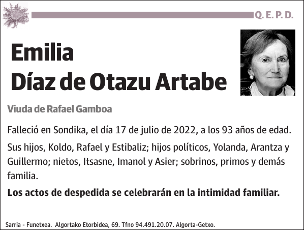 Emilia Díaz de Otazu Artabe