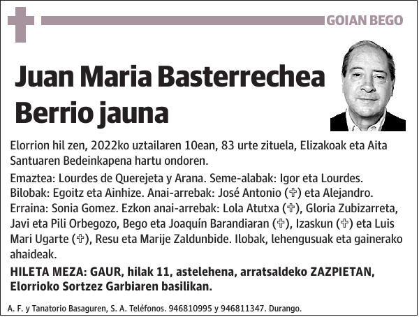 Juan Maria Basterrechea Berrio