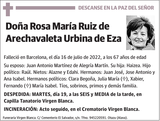Rosa  María  Ruiz  de  Arechavaleta  Urbina  de  Eza