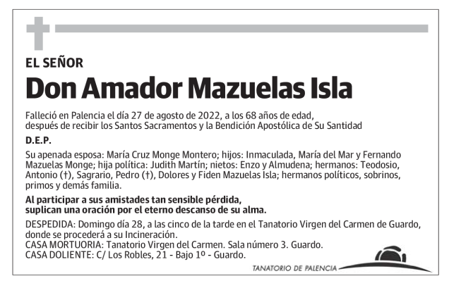 Don Amador Mazuelas Isla