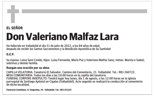 Don Valeriano Malfaz Lara