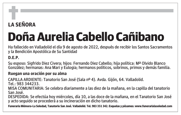 Doña Aurelia Cabello Cañibano