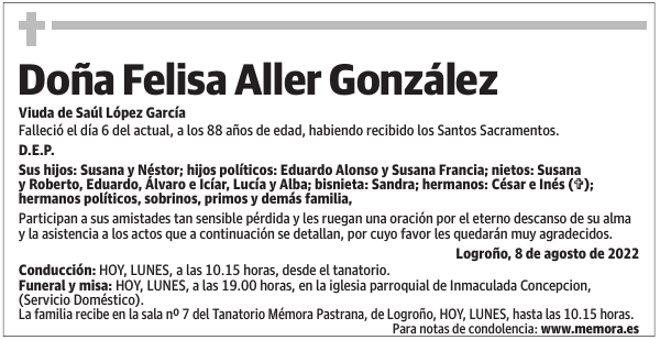 Doña  Felisa  Aller  González