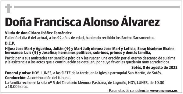 Doña  Francisca  Alonso  Álvarez