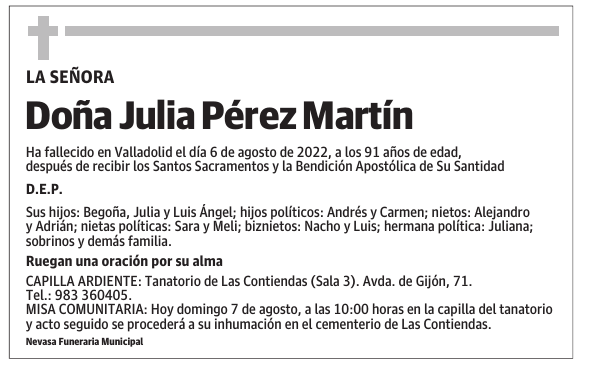 Doña Julia Pérez Martín