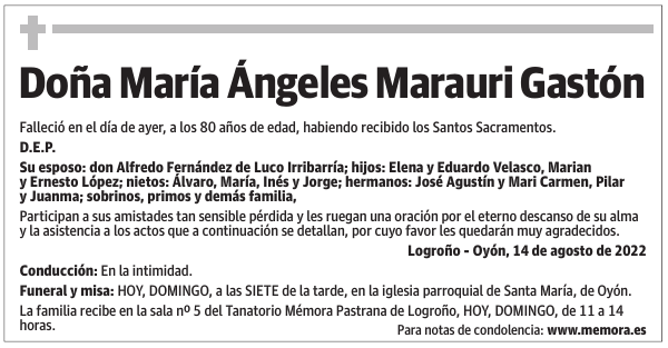 Doña  María  Ángeles  Marauri  Gastón
