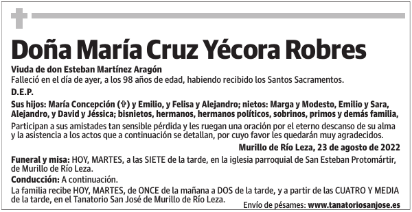 Doña  María  Cruz  Yécora  Robres