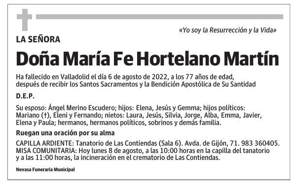 Doña María Fe Hortelano Martín