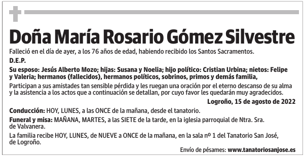 Doña  María  Rosario  Gómez  Silvestre