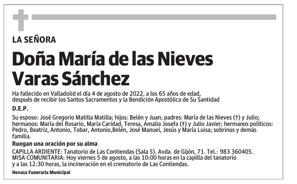 Doña María de las Nieves Varas Sánchez