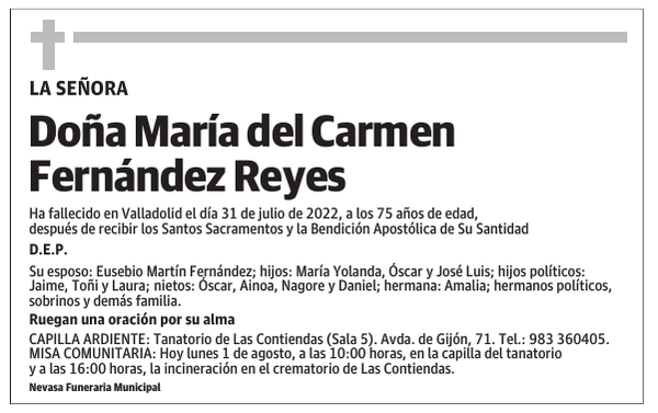 Doña María del Carmen Fernández Reyes