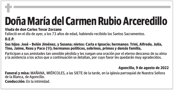 Doña  María  del  Carmen  Rubio  Arceredillo
