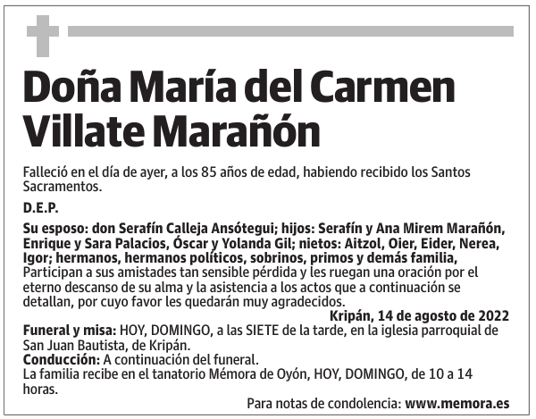 Doña  María  del  Carmen  Villate  Marañón